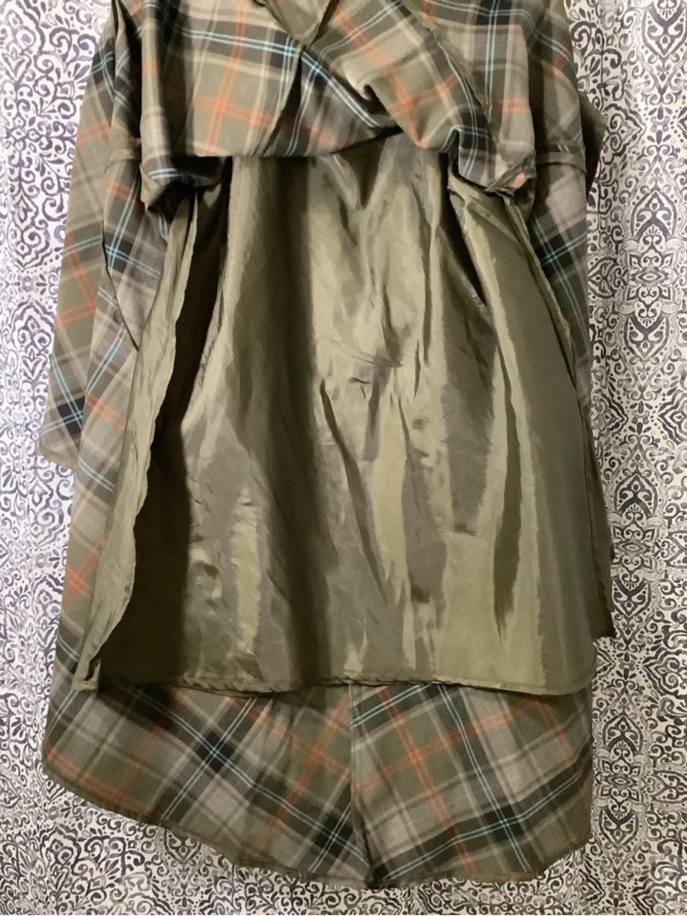 Jessica Olive Plaid Skirt with Orange & Blue Accents - Picture 4 of 10